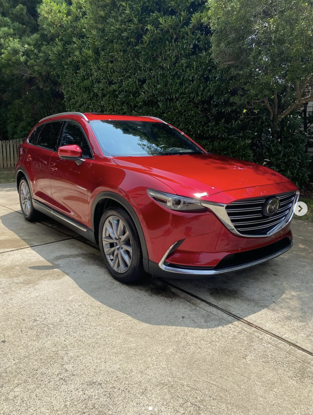 Freshly detailed red Mazda CX-9