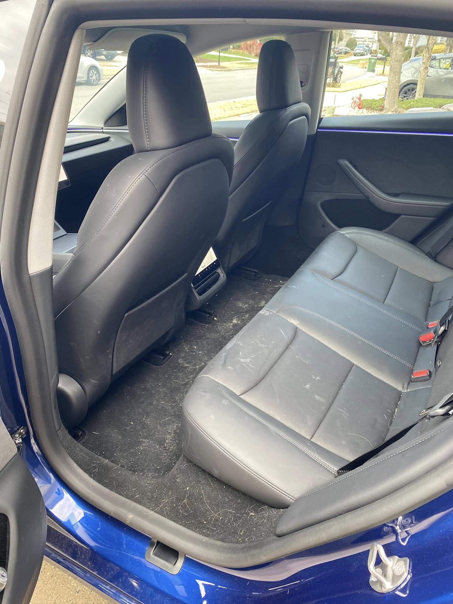 Tesla rear seats before detailing